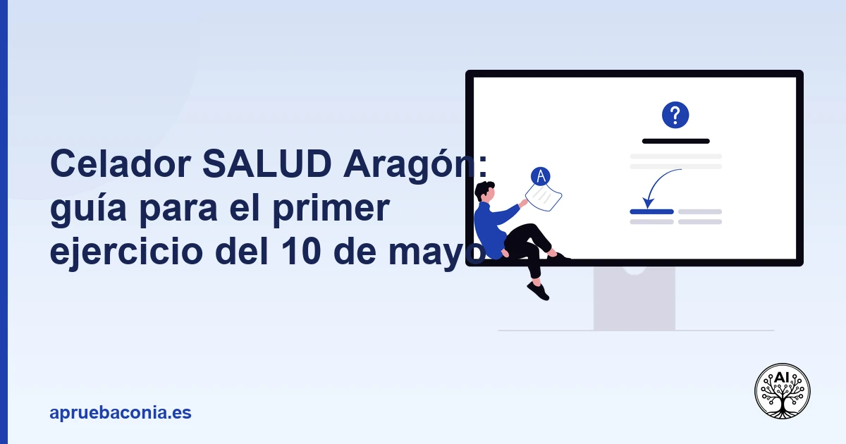 Portada ilustrada del artículo sobre celador salud aragon test