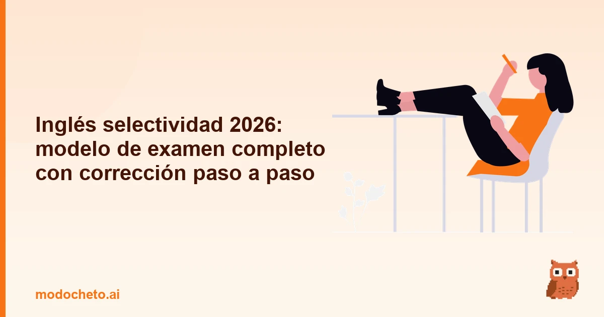 Portada ilustrada del artículo sobre modelo examen Inglés selectividad
