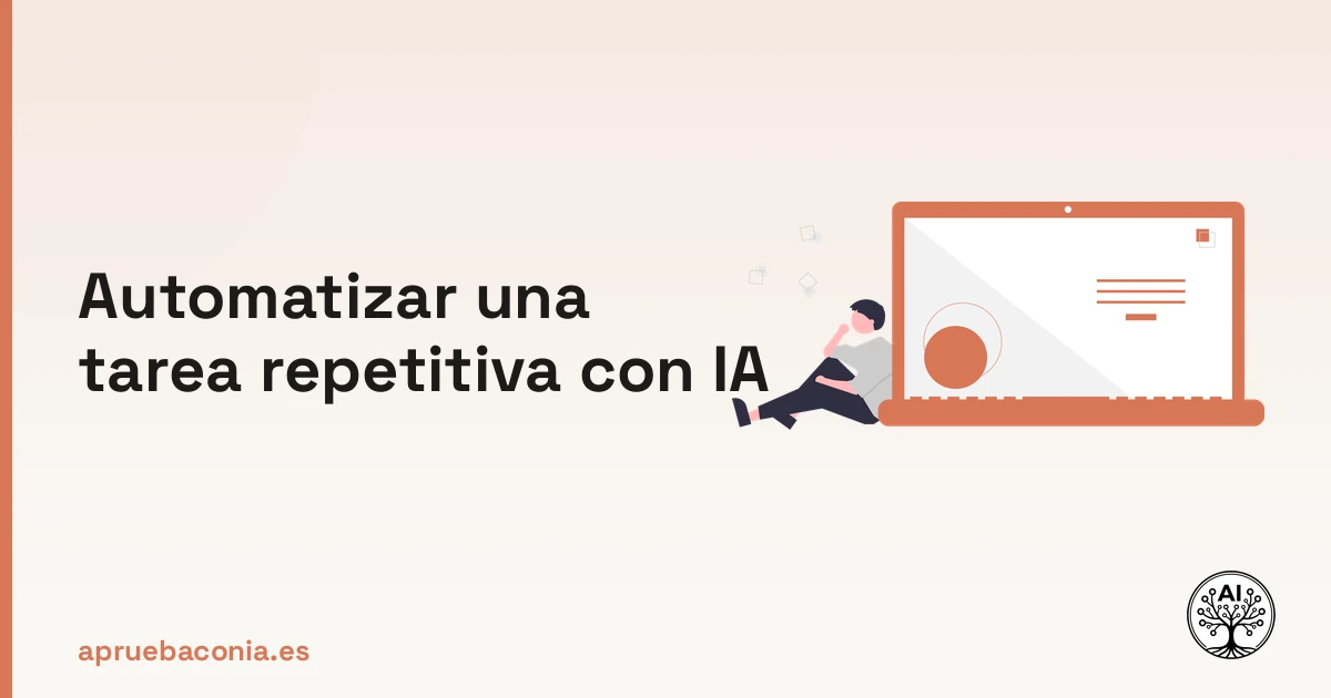 Ilustración de una persona analizando código para automatizar una tarea repetitiva con IA eficazmente.