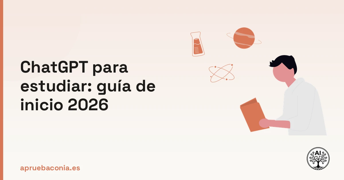 Ilustración de estudiante analizando fórmulas científicas para la guía de ChatGPT para estudiar en 2026.