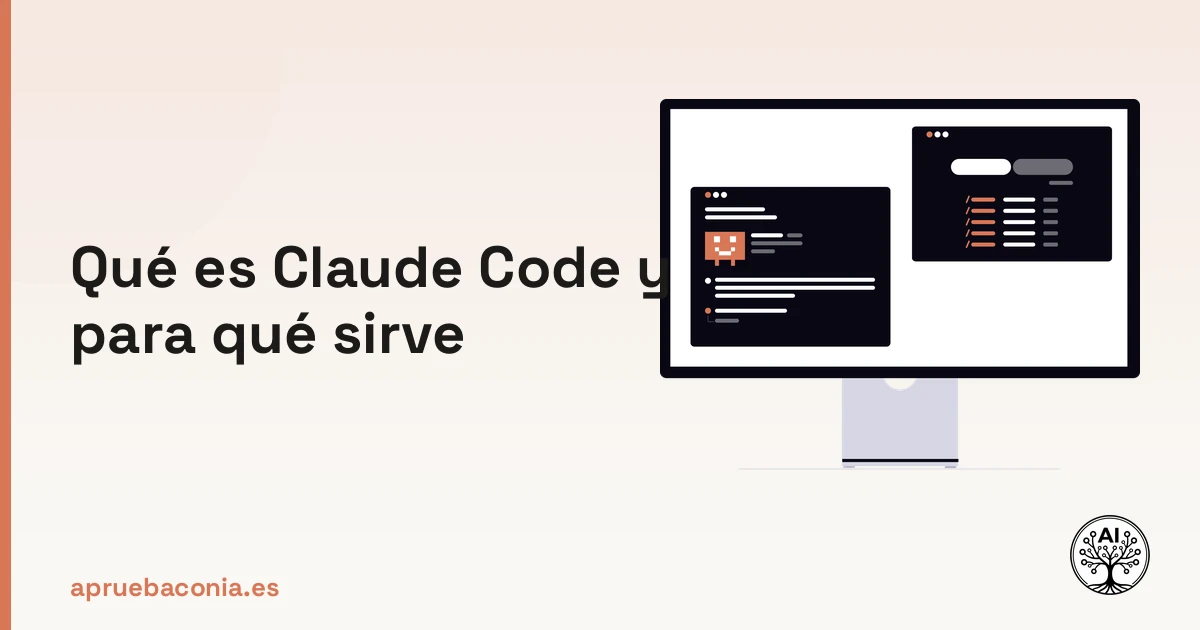 Ilustración de un agente de programación CLI para explicar qué es Claude Code y su utilidad en desarrollo.