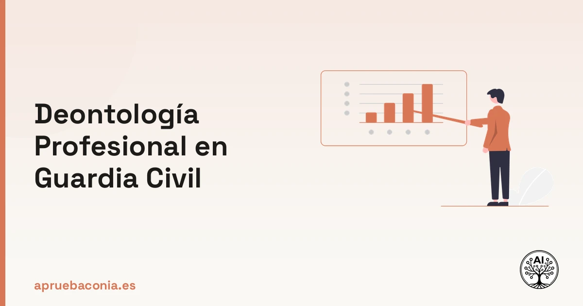 Ilustración de una estrategia de estudio sobre deontología profesional para opositores a la Guardia Civil.