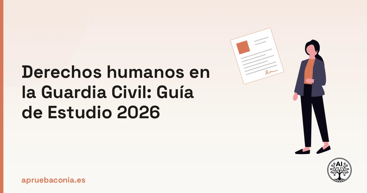Ilustración de asesoramiento legal para la guía 2026 sobre derechos humanos Guardia Civil.