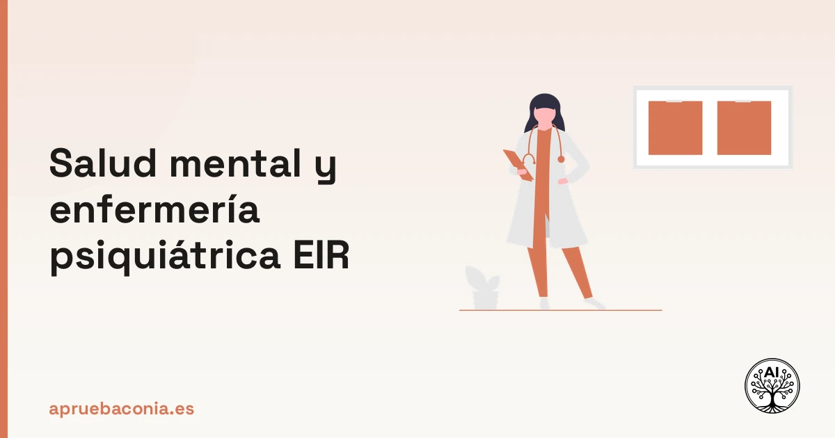 Ilustración de investigación médica sobre salud mental y enfermería psiquiátrica EIR para opositores.