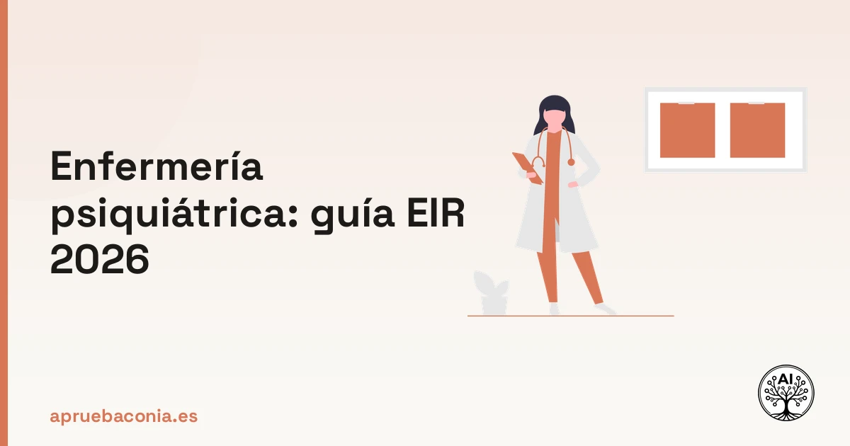 Ilustración de investigación médica sobre enfermería psiquiátrica para la preparación del examen EIR 2026.