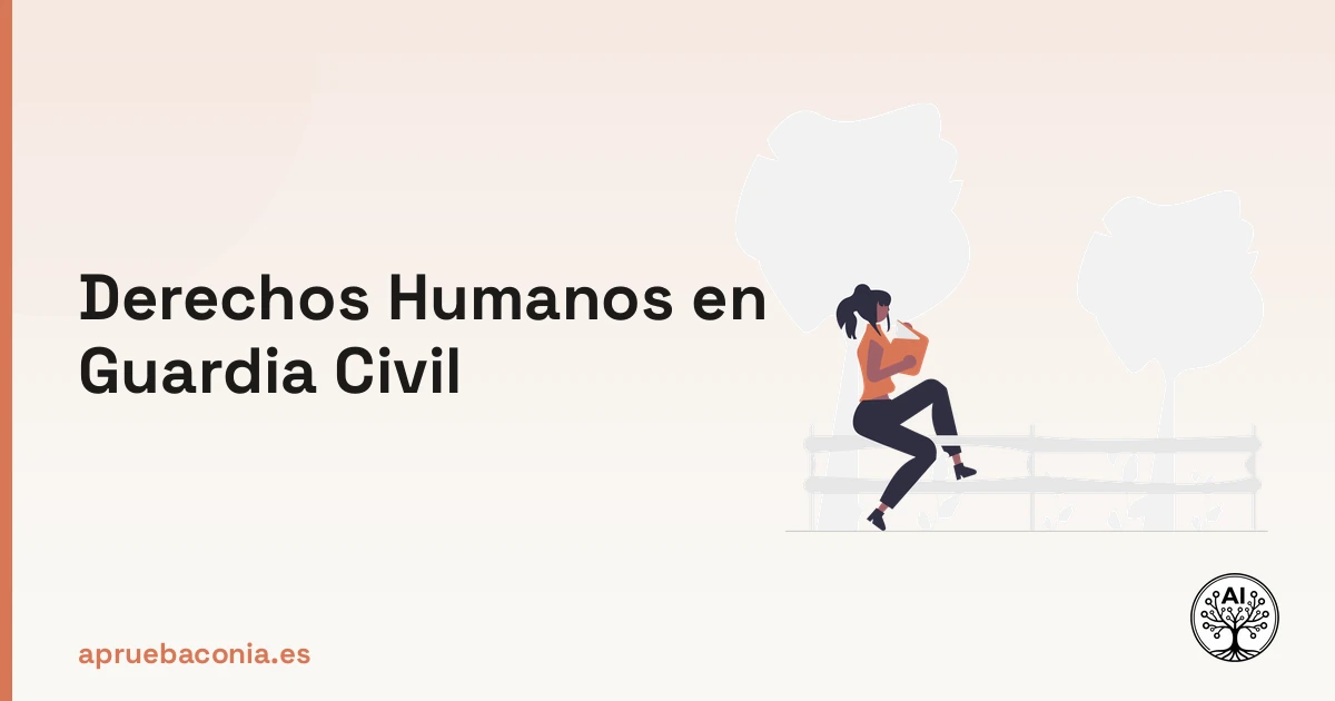 Ilustración de un opositor leyendo sobre derechos humanos para la escala de cabos y guardias.