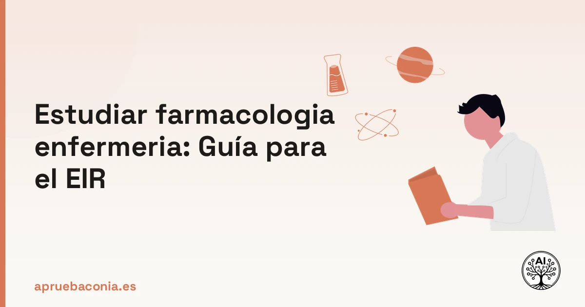 Ilustración de una persona analizando conceptos científicos para estudiar farmacología enfermería en el EIR.