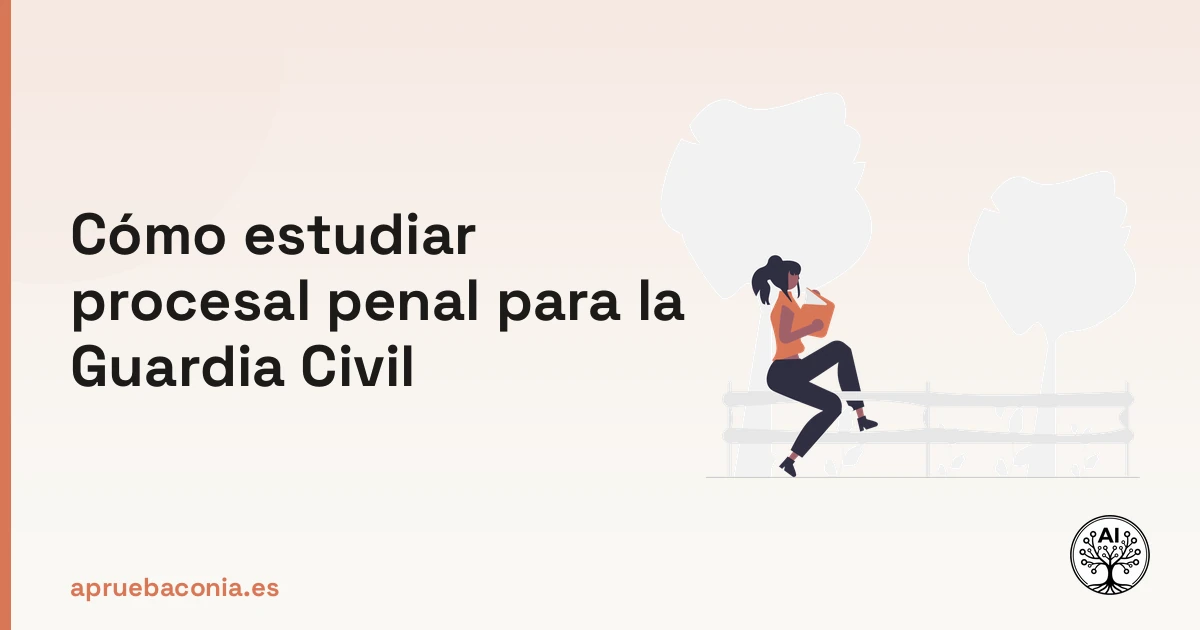 Portada ilustrada del artículo sobre estudiar procesal penal guardia civil