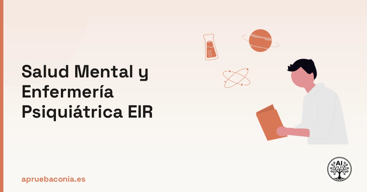 Ilustración de una persona analizando datos científicos para estudiar salud mental EIR con enfoque académico.