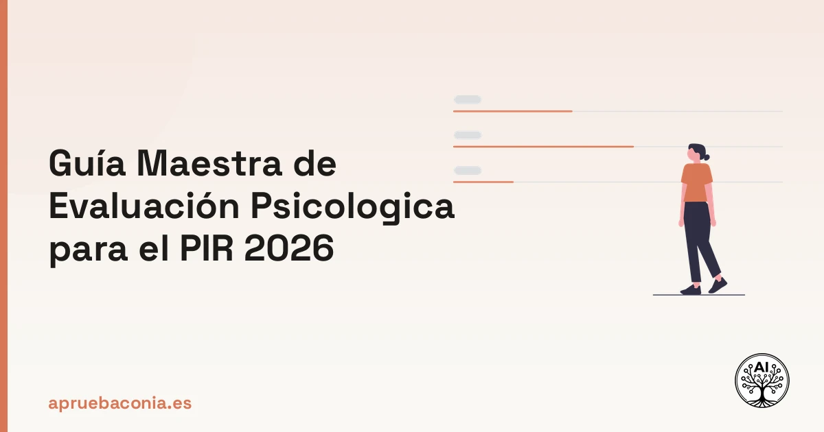 Ilustración de análisis conceptual para la guía maestra de evaluación psicologica del examen PIR 2026.