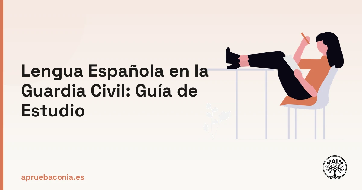 Ilustración de preparación concienzuda para el examen lengua española en la Guardia Civil.