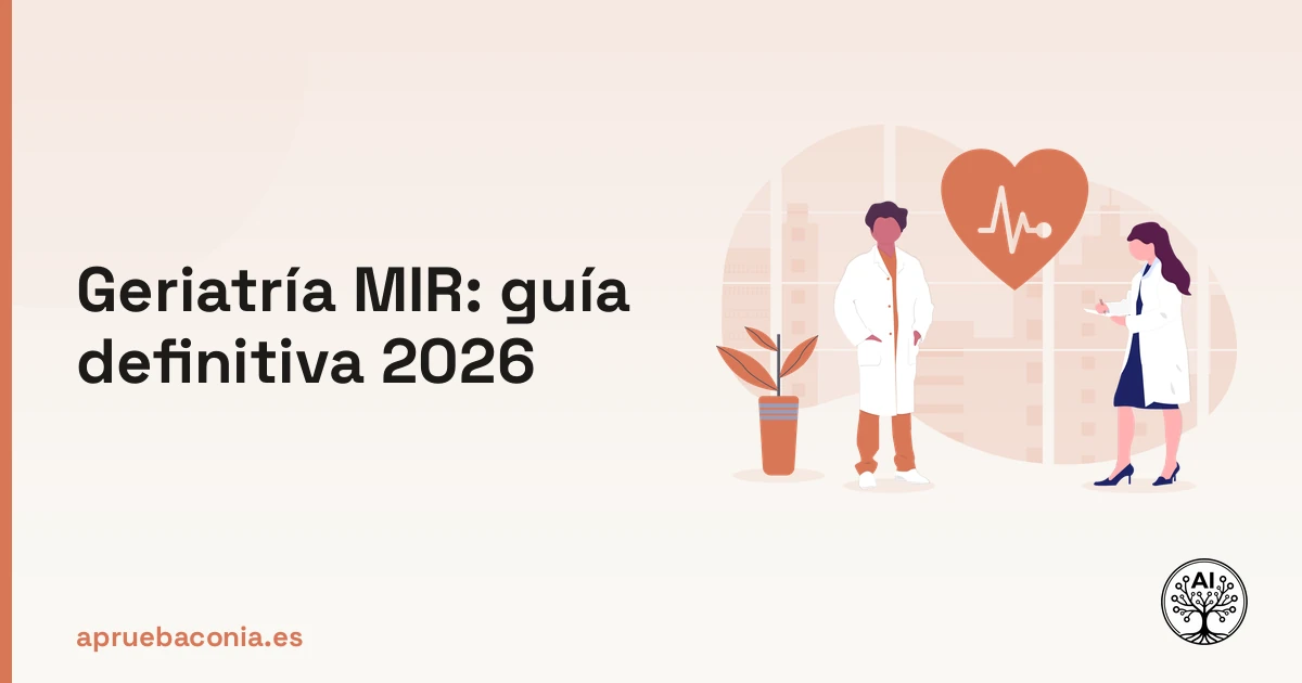 Ilustración de elementos médicos para la guía definitiva de Geriatría MIR 2026.