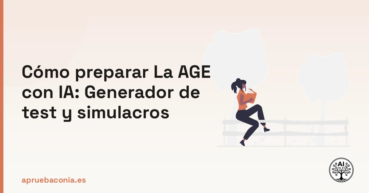 Ilustración de una persona leyendo para preparar La AGE con simulacros de examen generados por IA.