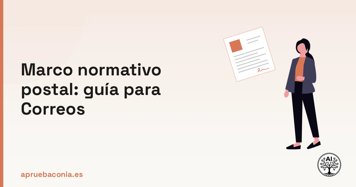 Ilustración de asesoría legal sobre el marco normativo postal para futuros empleados de Correos