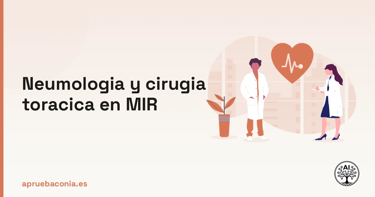 Ilustración médica sobre neumología y cirugía torácica MIR para la preparación del examen de residencia.