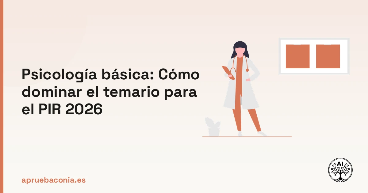 Ilustración de investigación científica sobre psicología básica para el estudio del temario PIR 2026.