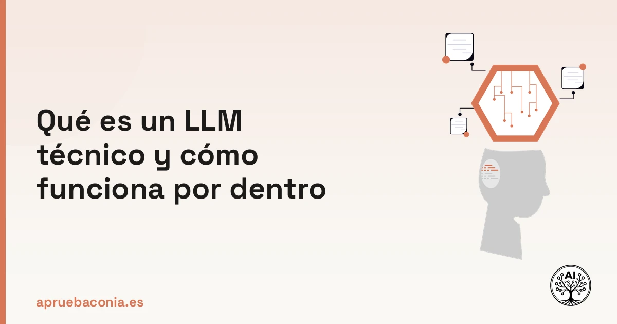 Ilustración de inteligencia artificial para explicar qué es un LLM técnico y su funcionamiento interno.