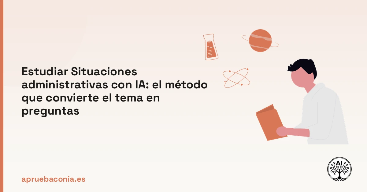 Ilustración de estudio científico aplicada al aprendizaje de situaciones administrativas con IA.