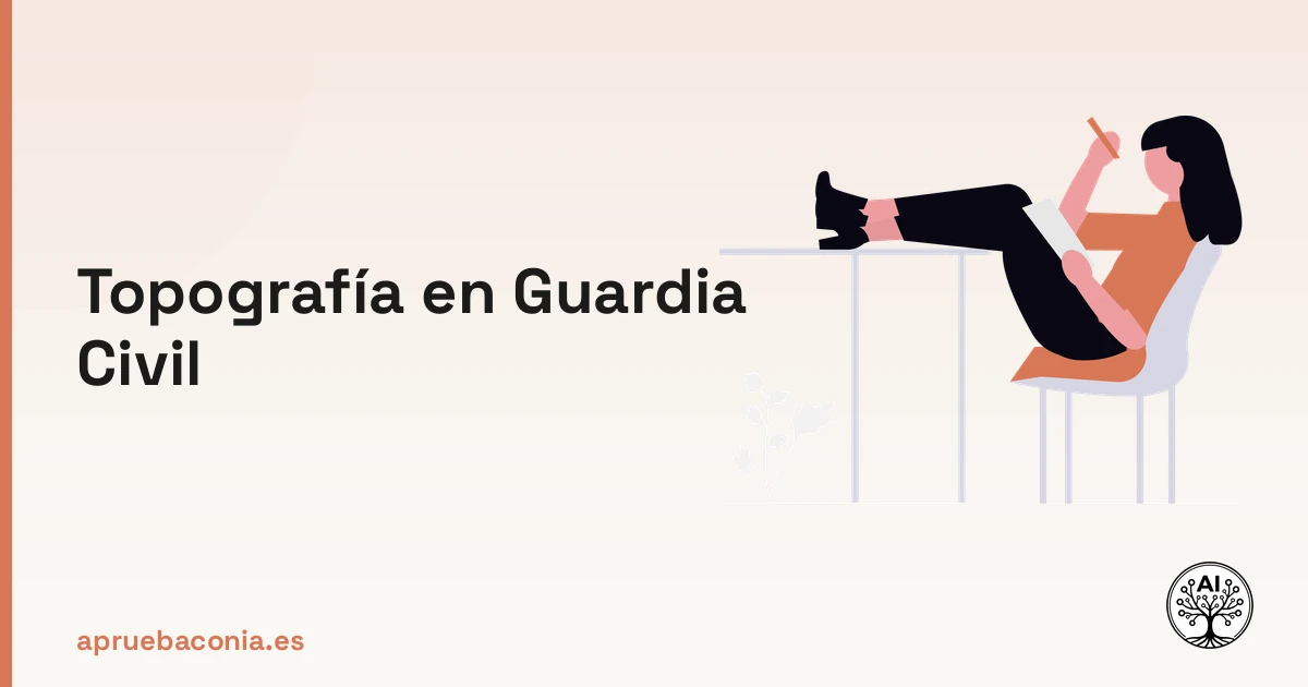 Ilustración de un opositor preparando el examen de topografía para ingresar en la Guardia Civil.