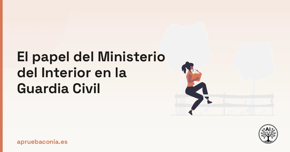 Ilustración de un opositor leyendo sobre las competencias ministerio interior guardia civil para el examen.