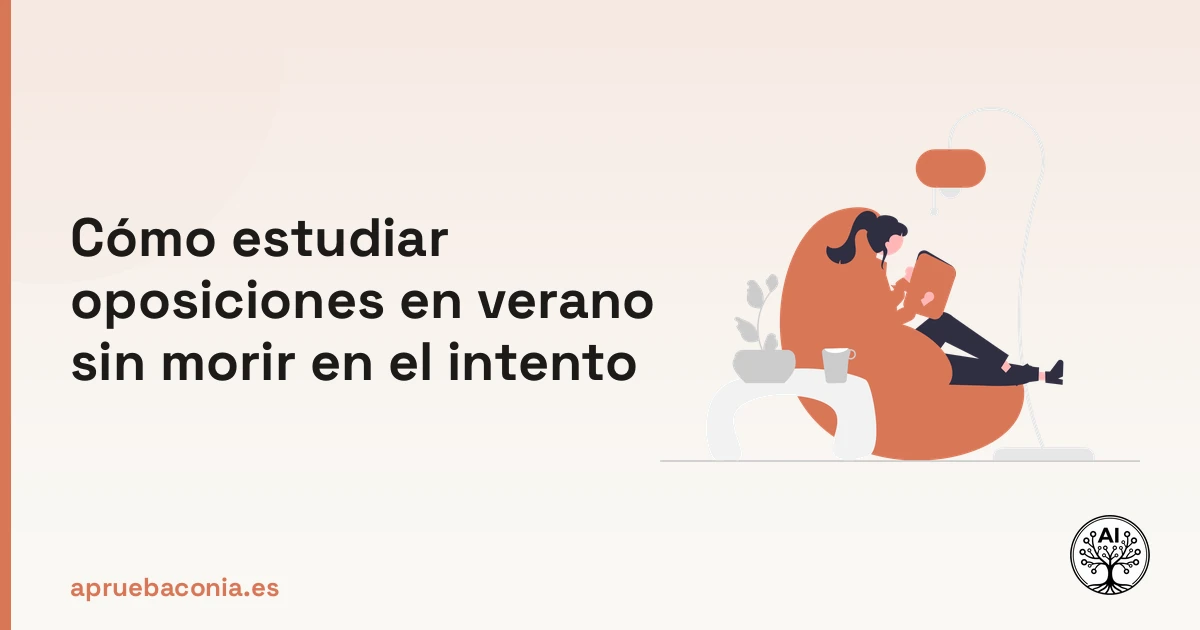 Ilustración de una persona leyendo relajada para aprender a estudiar oposiciones en verano con éxito.
