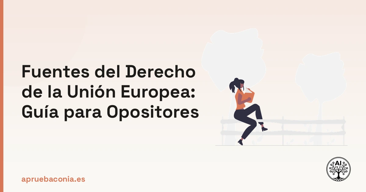 Ilustración de persona leyendo para estudiar las fuentes del Derecho de la Unión Europea en su oposición.