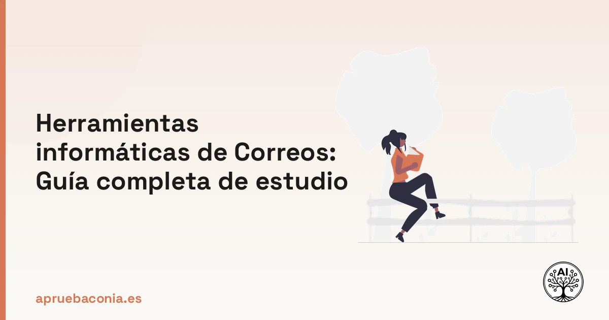 Ilustración de una persona leyendo para estudiar las herramientas informáticas de Correos con éxito.