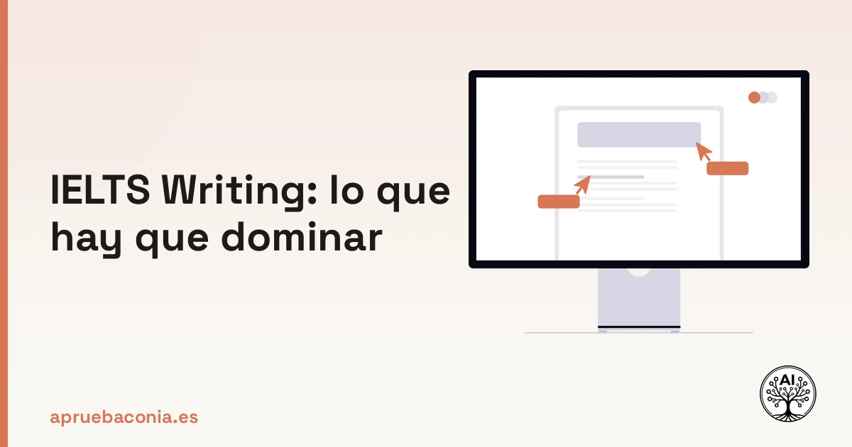 Ilustración de personas colaborando en un texto para el examen IELTS Writing de Aprueba con IA.
