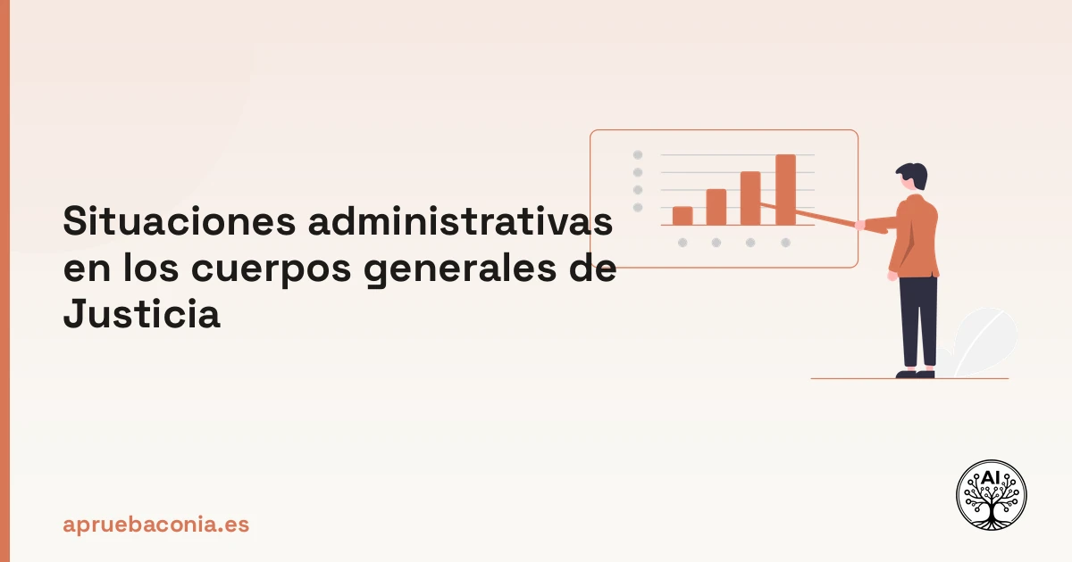 Portada ilustrada del artículo sobre situaciones administrativas cuerpos generales Justicia
