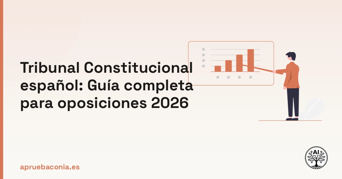 Ilustración de una estrategia de estudio sobre el Tribunal Constitucional español para opositores de 2026.