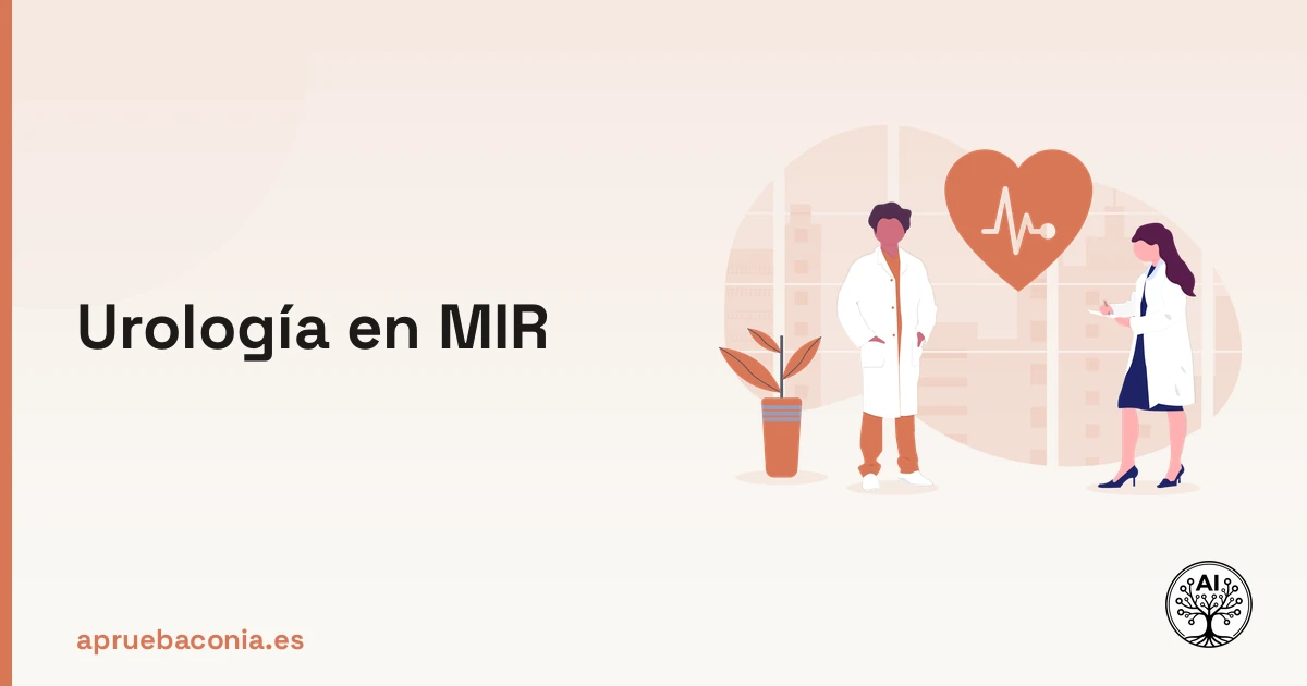 Ilustración médica sobre la especialidad de urología para la preparación del examen MIR.
