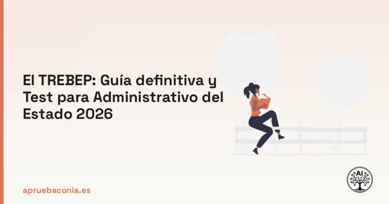 Ilustración de persona leyendo el TREBEP para preparar la oposición de Administrativo del Estado 2026.