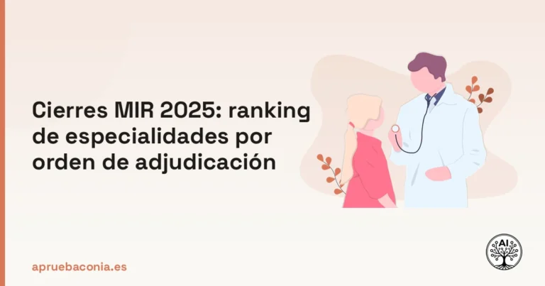 Ilustración de un doctor analizando los cierres MIR 2025 para el ranking de especialidades médicas.