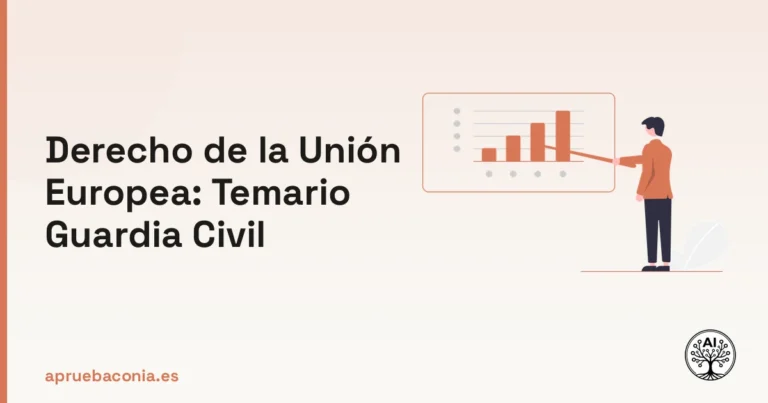 Ilustración de un plan estratégico sobre el derecho de la unión europea temario para la Guardia Civil.