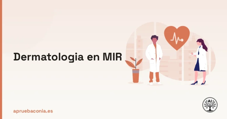 Ilustración de conceptos médicos para la portada sobre cómo estudiar Dermatología MIR con éxito.