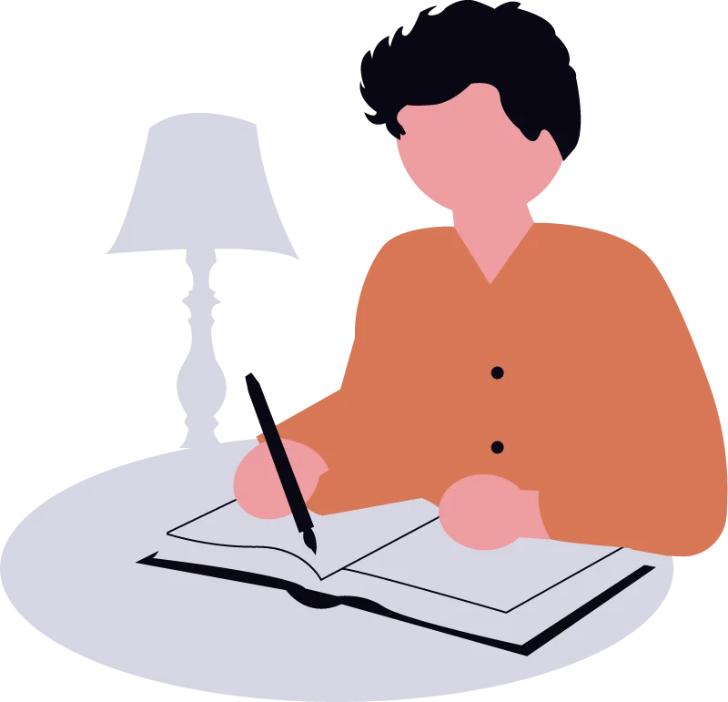 Dibujo de alguien redactando respuestas a dudas frecuentes sobre el uso del Explorador de Windows.