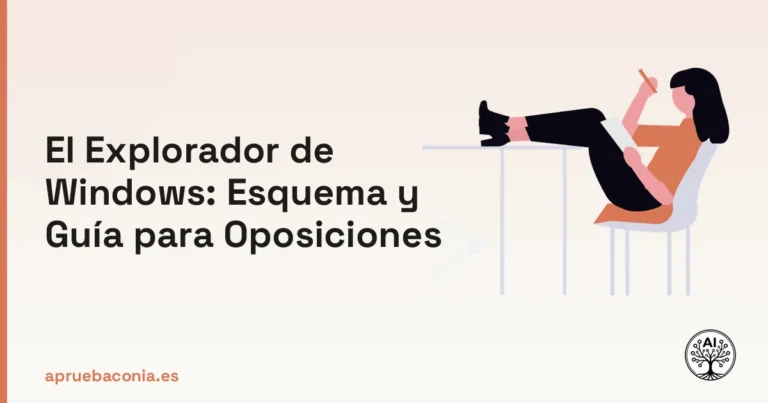 Ilustración de preparación de exámenes para la guía del Explorador de Windows en oposiciones.
