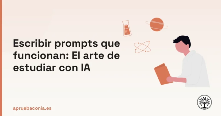 Ilustración de ciencia y estudio para aprender a escribir prompts que funcionan con inteligencia artificial.