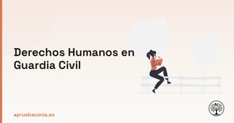 Ilustración de un opositor leyendo sobre derechos humanos para la escala de cabos y guardias.