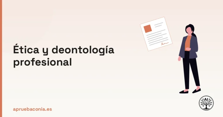 Ilustración de asesoría legal que simboliza la ética y deontología profesional para opositores.