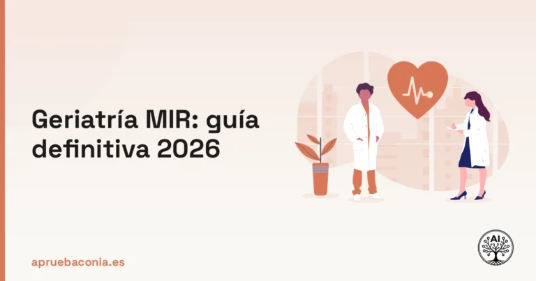 Ilustración de elementos médicos para la guía definitiva de Geriatría MIR 2026.