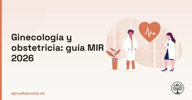 Ilustración médica sobre ginecología y obstetricia para la preparación del examen MIR 2026.