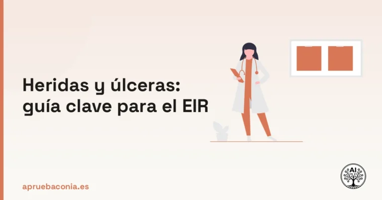 Ilustración de investigación médica sobre heridas y úlceras para la preparación del examen EIR.