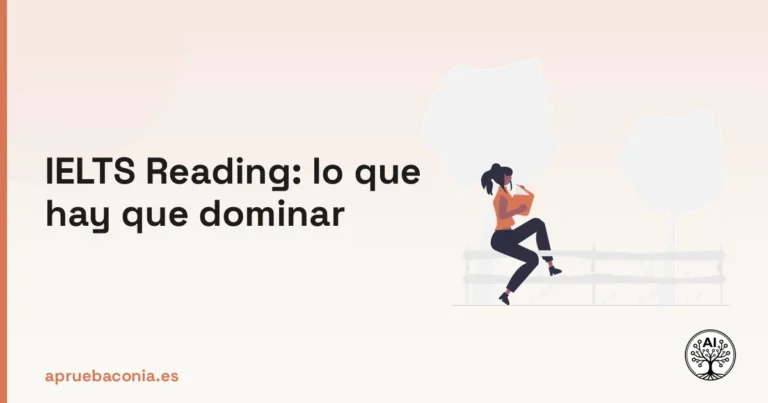 Ilustración de una persona leyendo un libro para el examen IELTS Reading con un enfoque académico.