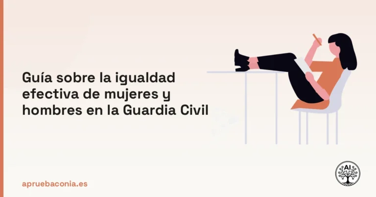 Ilustración de un opositor preparando el tema de igualdad efectiva de mujeres y hombres para la Guardia Civil.