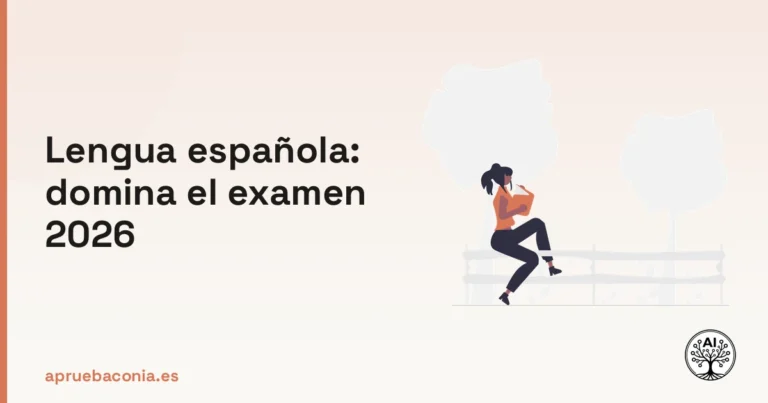 Ilustración de una persona leyendo un libro para preparar el examen de lengua española 2026.