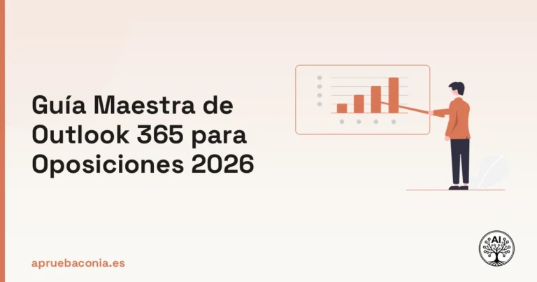 Ilustración de un plan de negocios que encabeza la guía maestra de Outlook 365 para las oposiciones 2026.