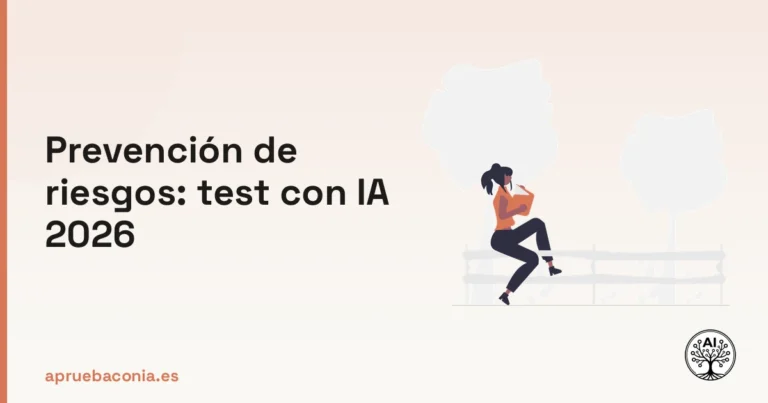 Ilustración de una persona leyendo sobre prevención de riesgos para preparar exámenes con inteligencia artificial.