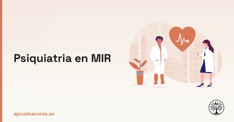 Ilustración médica sobre el estudio de Psiquiatría MIR para la preparación del examen de residencia.