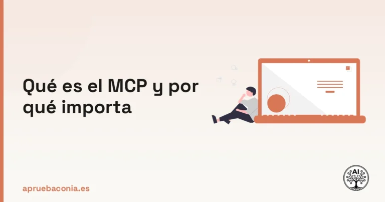 Ilustración de una persona analizando código para explicar qué es el MCP y su relevancia en el desarrollo con IA.